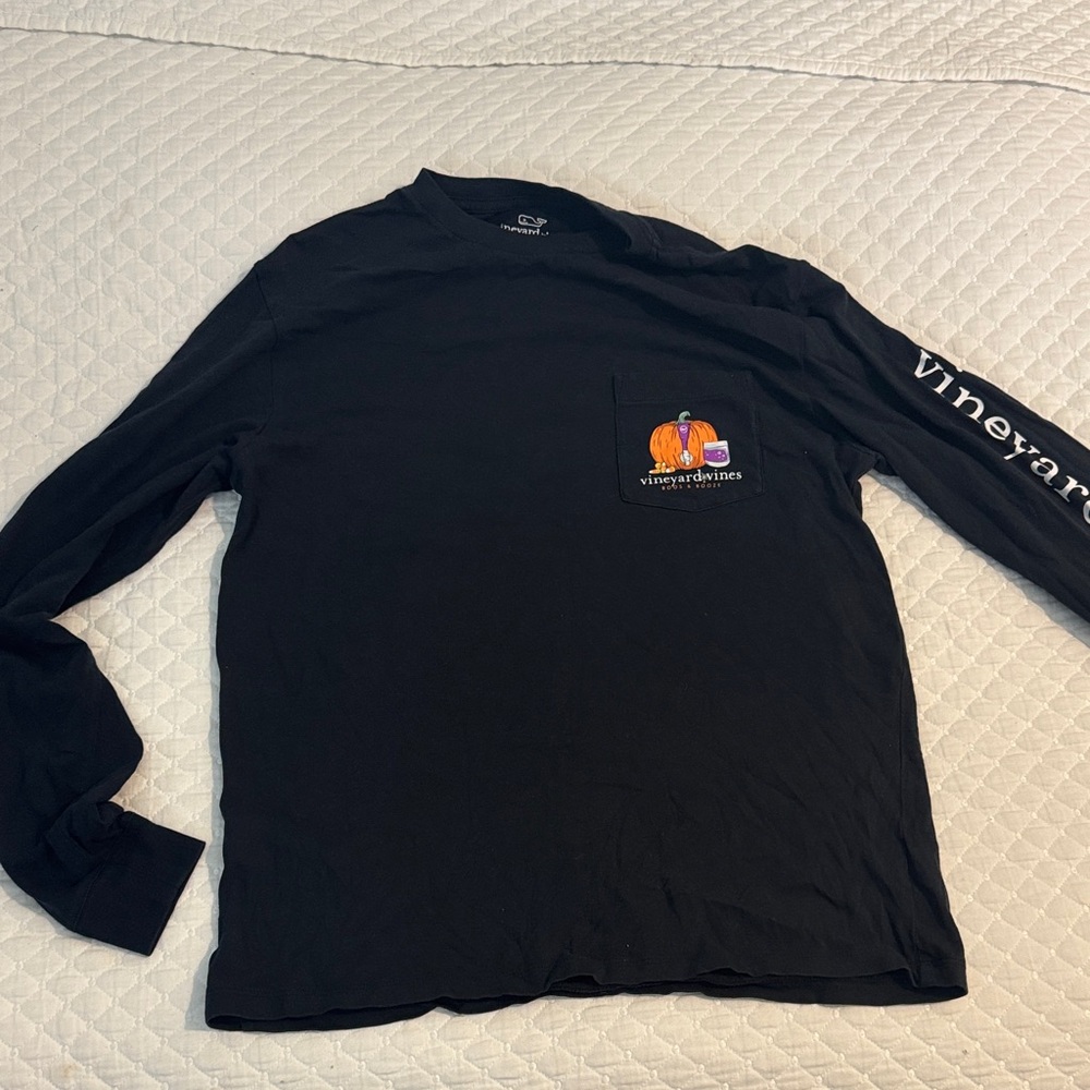 Vineyard Vines Black Long Sleeve Tee with Logo